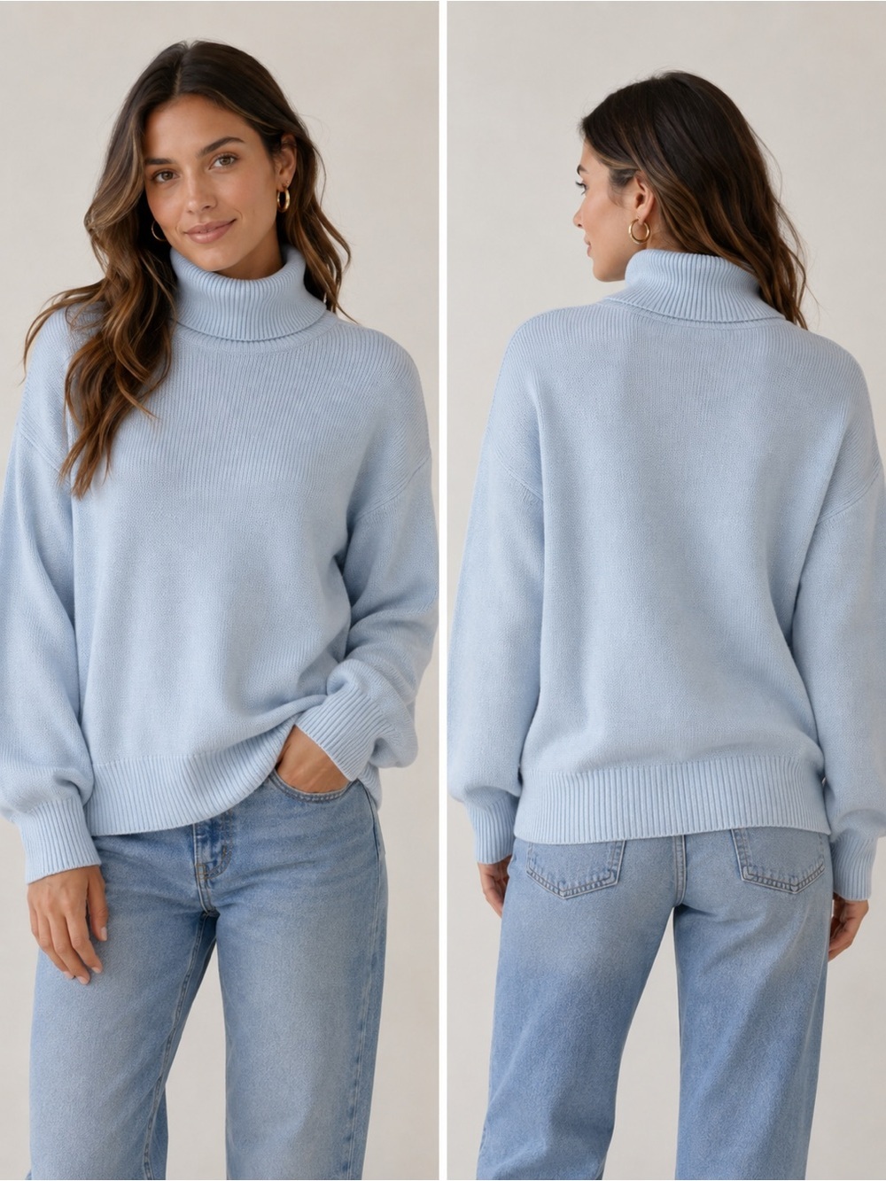 NWT Truth by Republic Light Blue Turtleneck Sweater size M